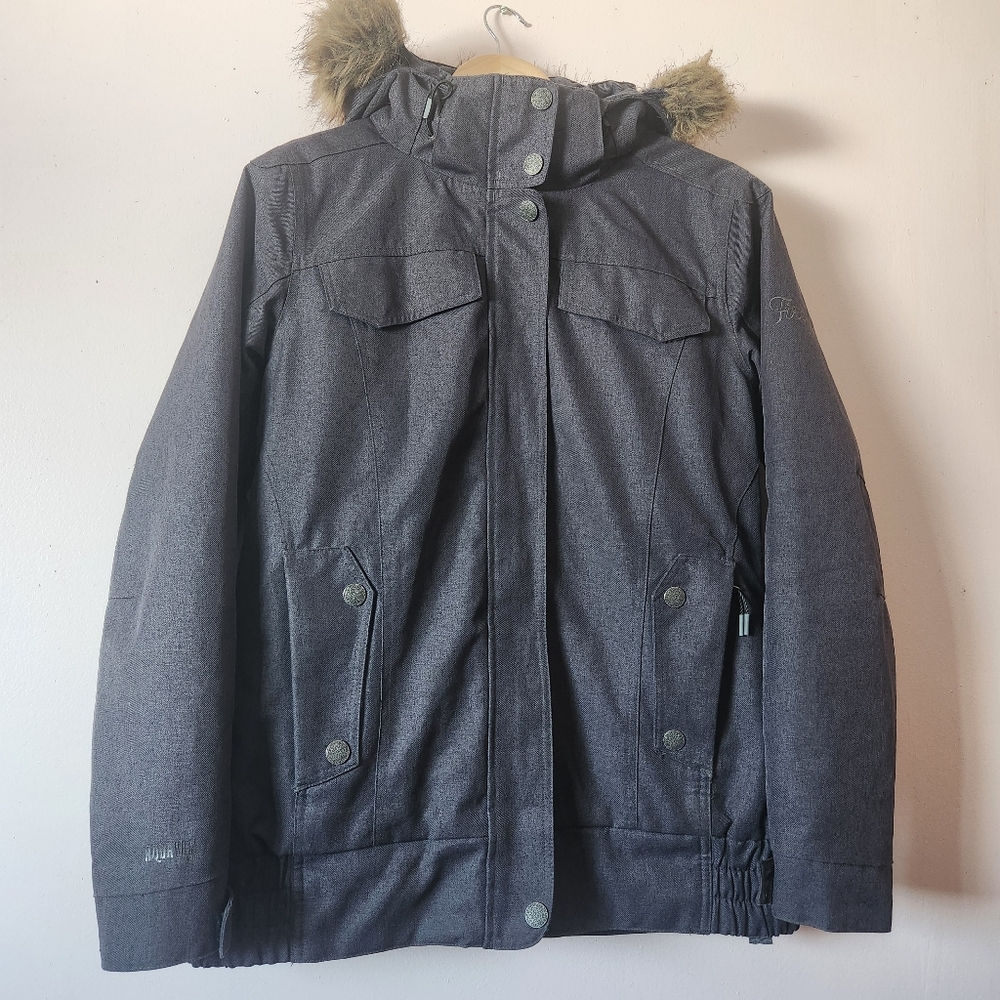Firefly Linda Aquabase Elite Ski Snowboard Jacket Heather Grey Faux Fur Size M